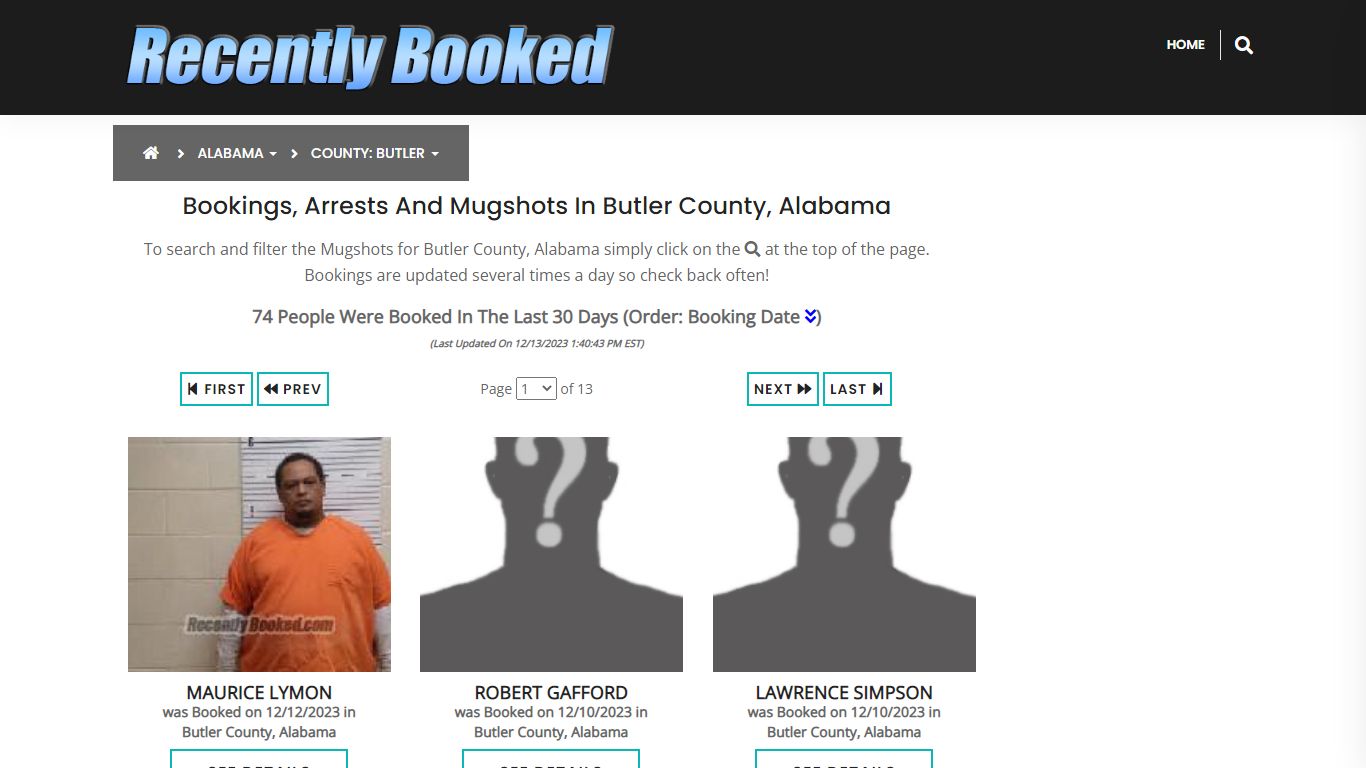 Recent bookings, Arrests, Mugshots in Butler County, Alabama